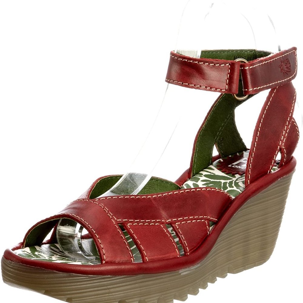Fly London Yossa Wedge Sandals Red Size 38
